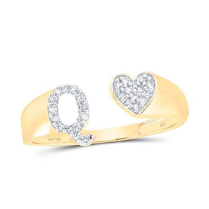 1/8Ctw-Dia Initial Q Ladies Heart Ring White