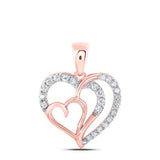 10K Gold Round Diamond Heart Pendant 1/3 Cttw Rose