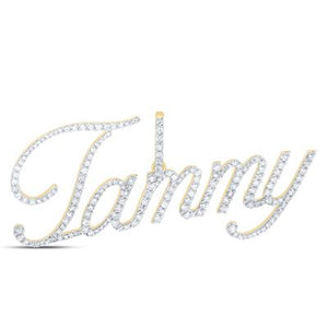10K Yellow Gold Round Diamond Tammy Name Pendant 7/8 Cttw