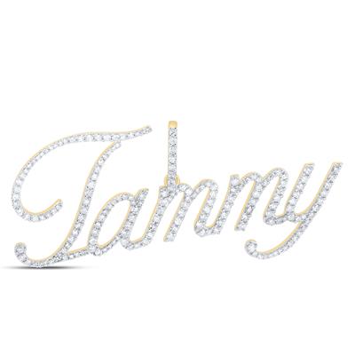 10K Yellow Gold Round Diamond Tammy Name Pendant 7/8 Cttw