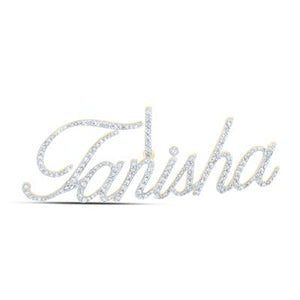 10K Yellow Gold Round Diamond Tanisha Name Pendant 1 Cttw