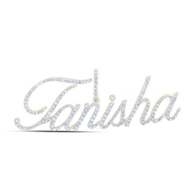 10K Yellow Gold Round Diamond Tanisha Name Pendant 1 Cttw