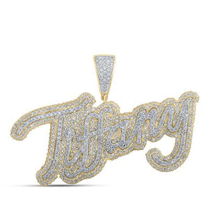 2-5/8 Ctw Dia 10K Tiffany Name Pendant