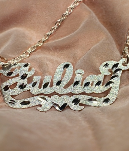 Sterling Silver Name Pendant with Rope Chain