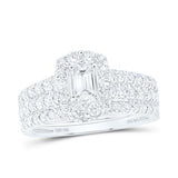 14K Yellow Gold Emerald Diamond Bridal Wedding Ring Set 1-1/2 Cttw (Certified)