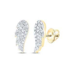 10k Yellow Gold Angel Wing Earrings 1/6 CTW-DIA