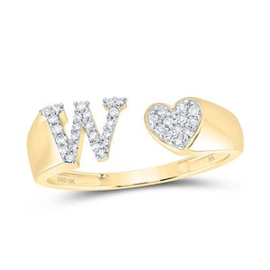 1/6Ctw-Dia Initial W Ladies Heart Ring White