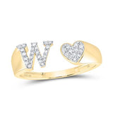 1/6Ctw-Dia Initial W Ladies Heart Ring Yellow
