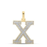 10K Two-Tone Gold Round Diamond X Initial Pendant 1/2 Cttw Yellow/White