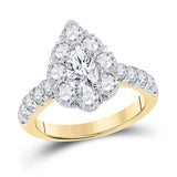 14K White Gold Pear Diamond Bridal Engagement Ring 2-3/8 Cttw (Certified) Yellow