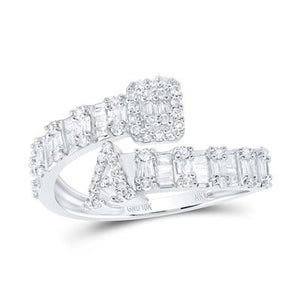 10k White Gold  "A" Ladies Cuff Ring 1/2 CTW-DIA