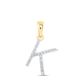 10K Gold Diamond K Initial Pendant 1/10 Cttw Yellow