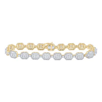 10K Yellow Gold Baguette Diamond 8.5 Inch Link Bracelet 4-1/2 Cttw