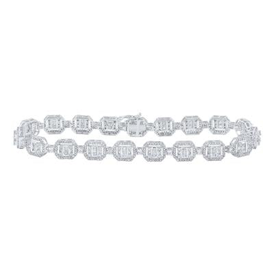 10K White Gold Baguette Diamond 8.5 Inch Link Bracelet 4-1/2 Cttw