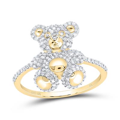10K Gold Diamond Teddy Bear Ring 1/2 Ctw-Dia