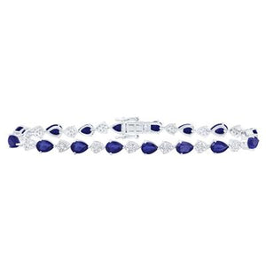 10K Yellow Gold Pear Shape Synthetic Sapphire 6X4Mm Bracelet 10-1/6 Ctw-Dia (7 Inch)