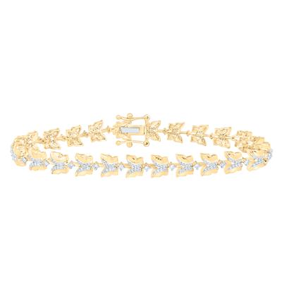 10K Yellow Gold Round Diamond Butterfly Bracelet 3/4 Ctw