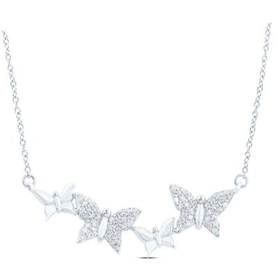 14k White Gold Butterfly Necklace 1/4 CTW-DIA (18 INCH)