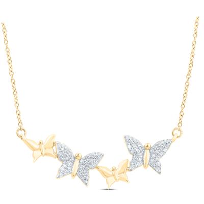 14k Yellow Gold Butterfly Necklace 1/4 CTW-DIA (18 INCH)