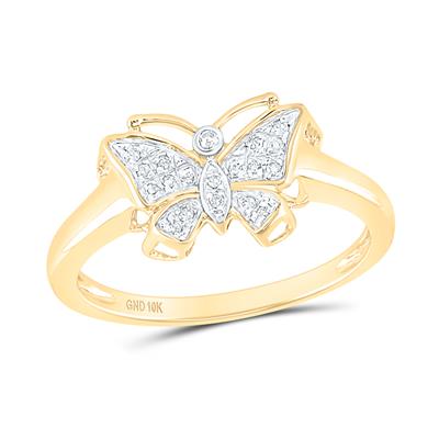 10K Yellow Gold Diamond Butterfly Ring 1/20 Cttw