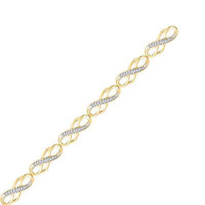 10K Yellow Gold Round Diamond Infinity Bracelet 1/4 Cttw Yellow