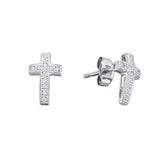 10K White Gold Diamond Cross Earrings 1/10 Cttw