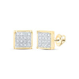 14K Yellow Gold Diamond Square Earrings 1/10 Cttw