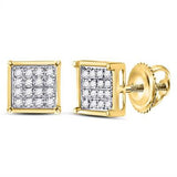 10K Gold Diamond Square Earrings 1/10 Cttw