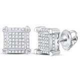 10Kt Yellow Gold Mens Round Diamond Square Cluster Stud Earrings 1/6 Cttw

Style Code Eww1346 White