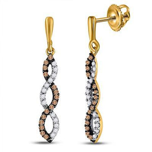 10K Yellow Gold Round Brown Diamond Twist Dangle Earrings 1/5 Cttw

Style Code Ewxa1317