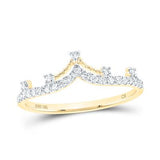 10kt Yellow Gold Diamond Crown Tiara Band Ring 1/5 CTTW