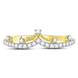 10kt Yellow Gold Diamond Crown Tiara Band Ring 1/5 CTTW