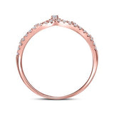 10kt Rose Gold Diamond Crown Tiara Band Ring 1/5 CTTW