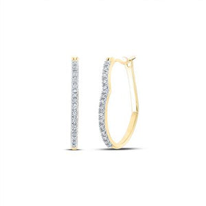 10K Gold Round Diamond Heart Hoop Earrings 1/8 Cttw Style Code Gie2240/W White