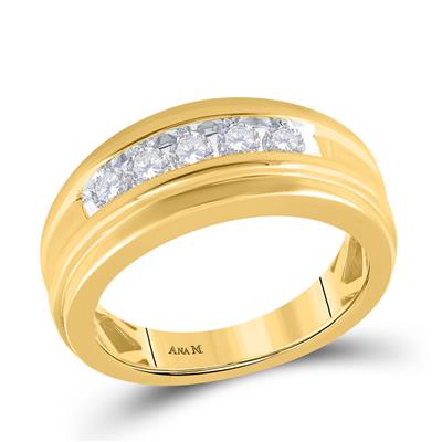 14K Yellow Gold Round Diamond Wedding Channel Set Band Ring 1/2 Cttw Yellow