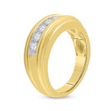 14K Yellow Gold Round Diamond Wedding Channel Set Band Ring 1/2 Cttw