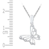 10K White Gold Round Diamond Butterfly Pendant 1/20 Cttw