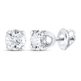 14k White Gold Round Diamond Solitaire Stud Earrings 1/2 CTTW (CERTIFIED)