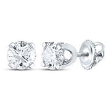 14K White Gold Round Diamond Excellent Solitaire Earrings 1/5 Cttw (Certified)