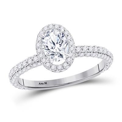 14K White Gold Oval Diamond Solitaire Bridal Engagement Ring 1-3/4 Cttw (Certified)

Style Code 