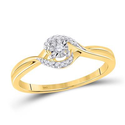 1K White Gold Round Diamond Solitaire Promise Ring 1/10 Cttw Yellow