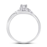 1K White Gold Round Diamond Solitaire Promise Ring 1/10 Cttw