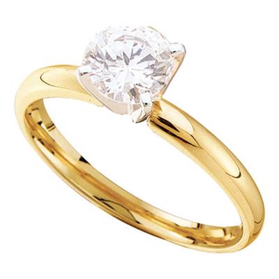 14K Yellow Gold Round Diamond Solitaire Supreme Bridal Ring 3/4 Cttw (Certified)