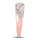 10k Rose Gold Diamond Square Matching Wedding Ring Set 1/3 CTTW