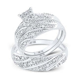10k White Gold Diamond Square Matching Wedding Ring Set 1/3 CTTW