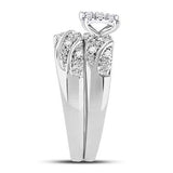 10k White Gold Diamond Square Matching Wedding Ring Set 1/3 CTTW