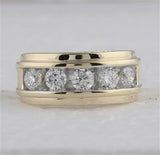 14K Gold Round Diamond 5-Stone Wedding Band Ring 2 Cttw