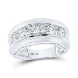 14K Gold Round Diamond 5-Stone Wedding Band Ring 2 Cttw White