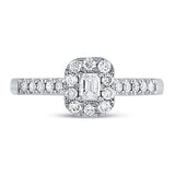 14k Gold Emerald Diamond Halo Bridal Engagement Ring 1/2 CTW (Certified)