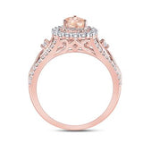 14k Rose Gold Pear Morganite Diamond-accent Solitaire Ring 1/2 CTTW